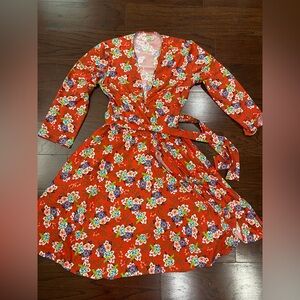 Women's bohemian floral wrap dress size small lightweight packable